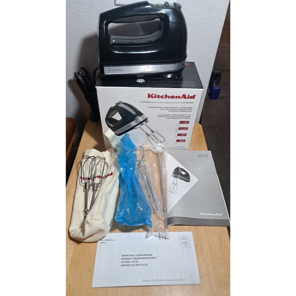 KitchenAid KHM926OB 9-Spd Baking Mixing Hand Mixer Corded Onyx Black
